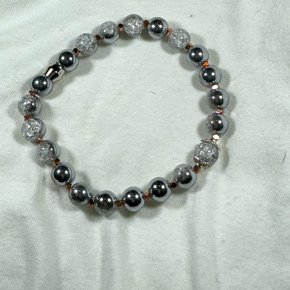 Silver popcorn crystal and rose gold zinc Alloy